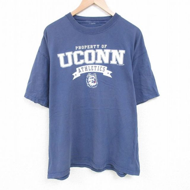 00s 半袖Tシャツ UCONN ネイビー XL | 古着