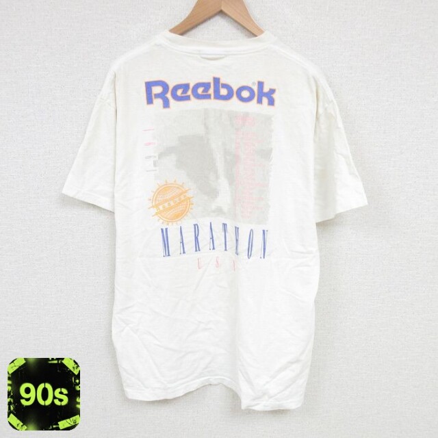 【50%OFF】リーボック 90s 半袖Tシャツ マラソン ホワイト XL | 古着