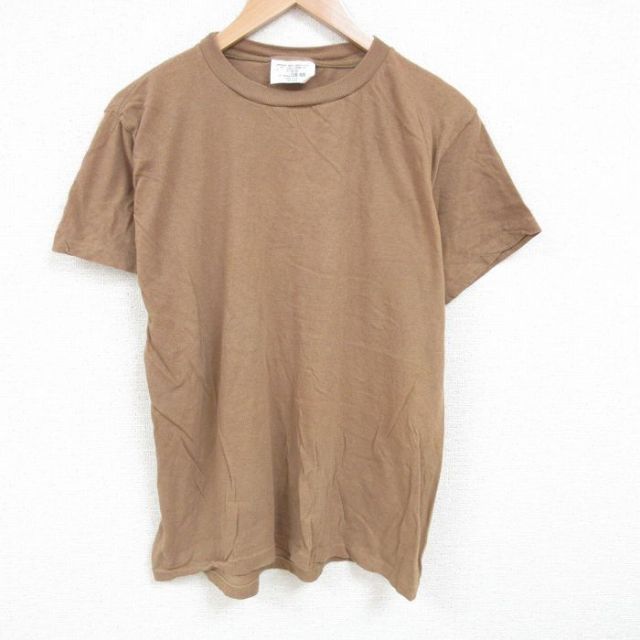 XL★古着 半袖 ビンテージ Tシャツ メンズ 80年代 80s ミリタリー 無地コットン クルーネック USA製 ベージュ カーキ 【spe】 25jun21 中古