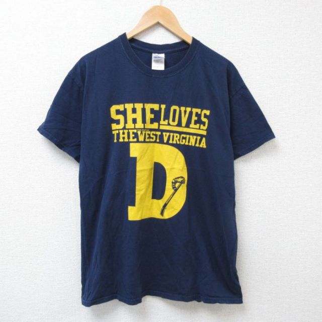 L★古着 半袖 ビンテージ Tシャツ メンズ 00年代 00s D コットン クルーネック 紺 ネイビー 25jun21 中古