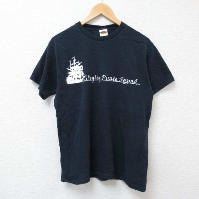 M★古着 フルーツオブザルーム 半袖 ビンテージ Tシャツ メンズ 00年代 00s 船 コットン クルーネック 黒 ブラック 25jun21 中古