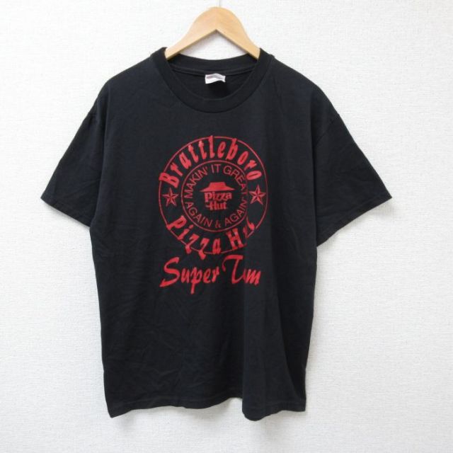 L★古着 ヘインズ Hanes 半袖 ビンテージ Tシャツ メンズ 00年代 00s ピザハット クルーネック 黒 ブラック 25jun21 中古