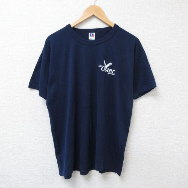 XL★古着 ラッセル 半袖 ビンテージ Tシャツ メンズ 80年代 80s 鳥 クルーネック USA製 紺 ネイビー 25jun21 中古