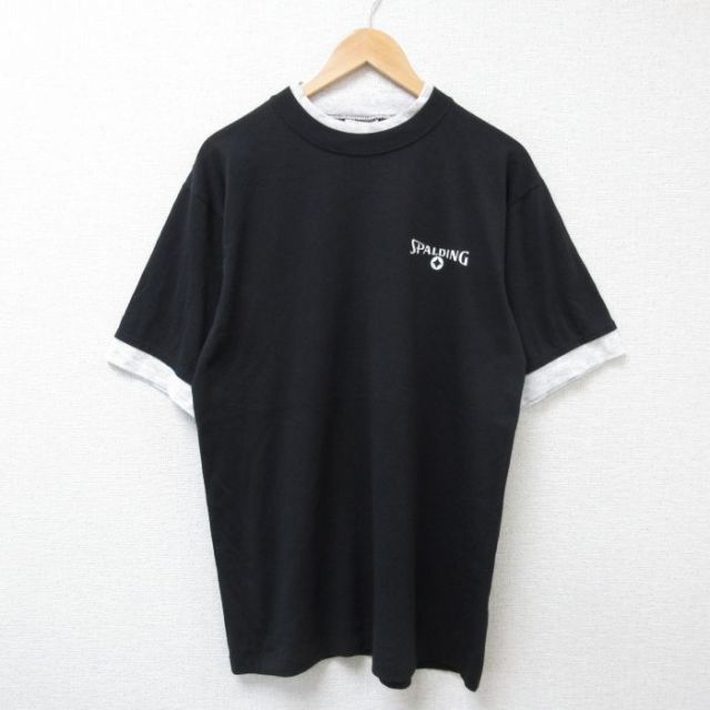 スポルディング 90s 半袖Tシャツ ワンポイントロゴ ブラック L | 古着