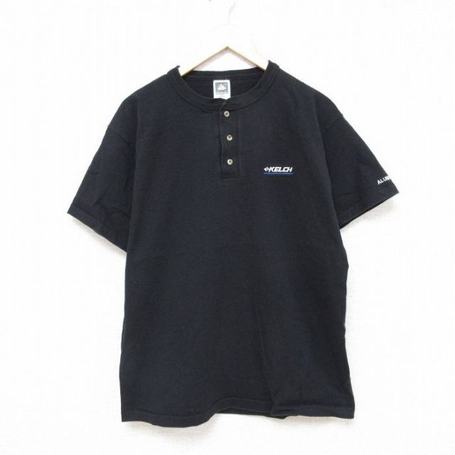 L★古着 半袖 ビンテージ Tシャツ メンズ 90年代 90s KELCH コットン ヘンリーネック USA製 黒 ブラック 25jun23 中古