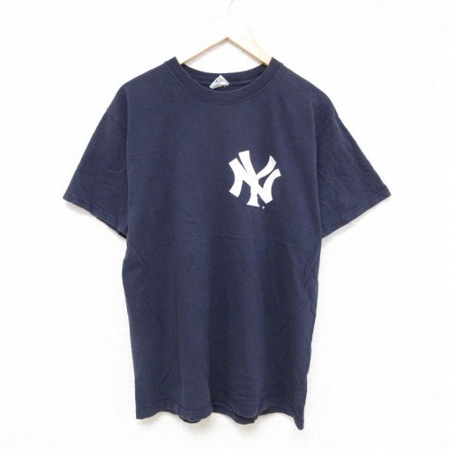 L★古着 半袖 ビンテージ Tシャツ メンズ 00年代 00s MLB ニューヨークヤンキース ドンマッティングリー 23 シカゴカブスクルーネック 紺 ネイビー メジャーリーグ ベースボール 野球 25jun23 中古