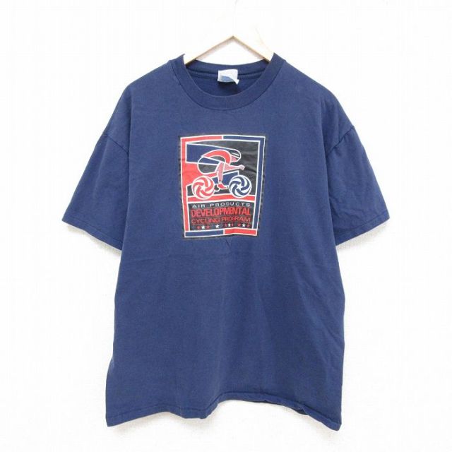 ヘインズ 00s 半袖Tシャツ サイクリング ネイビー XL | 古着
