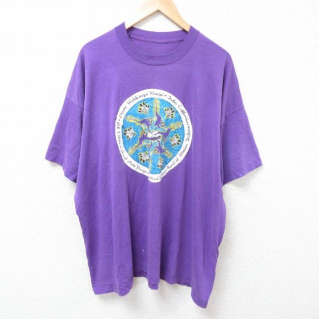90s 半袖Tシャツ 羽根 パープル XL | 古着