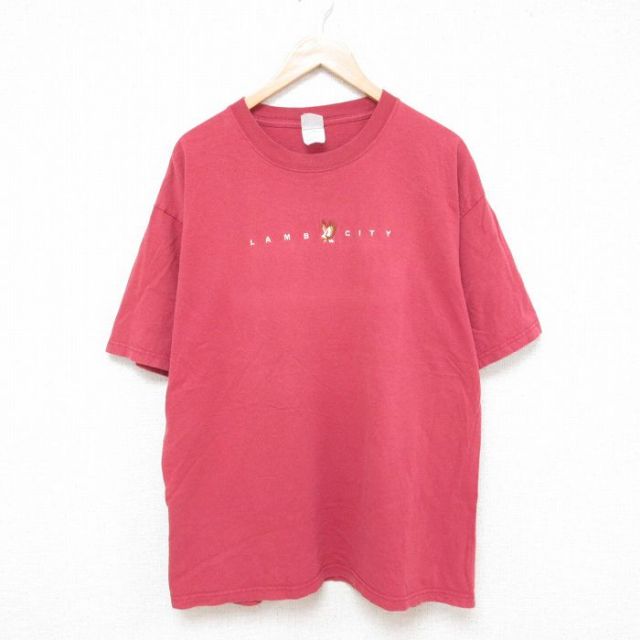 00s 半袖Tシャツ LAMB 刺繍 バーガンディ XL | 古着