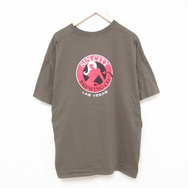 XL★古着 半袖 ビンテージ Tシャツ メンズ 00年代 00s ラスベガス 大きいサイズ コットン クルーネック 緑 グリーン 25jun23 中古