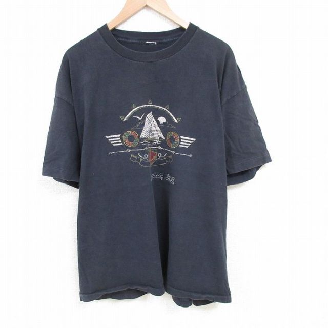 90s 半袖Tシャツ ヨット ブラック XL | 古着