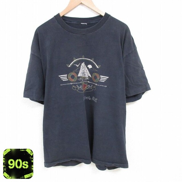 【50%OFF】90s 半袖Tシャツ ヨット ブラック XL | 古着