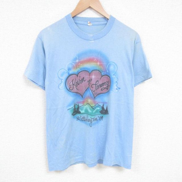スクリーンスターズ 80s 半袖Tシャツ ハートエアブラシ ネイビー L | 古着