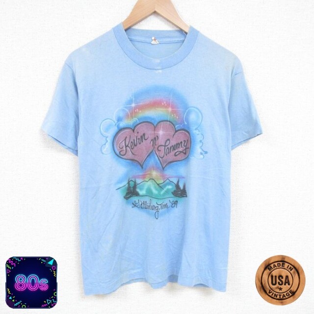 【50%OFF】スクリーンスターズ 80s 半袖Tシャツ ハートエアブラシ ネイビー L | 古着