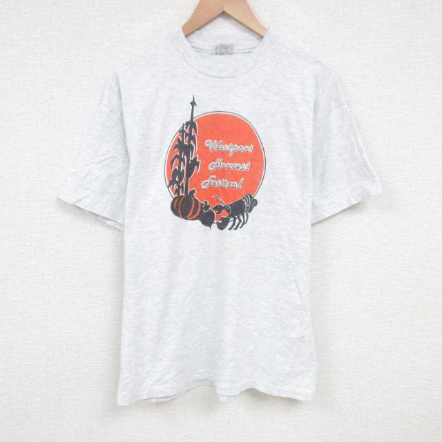 へインズ 80s 半袖Tシャツ ロブスター グレー XL | 古着