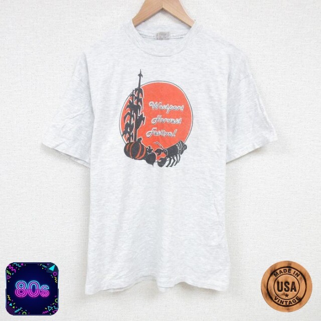 【50%OFF】へインズ 80s 半袖Tシャツ ロブスター グレー XL | 古着