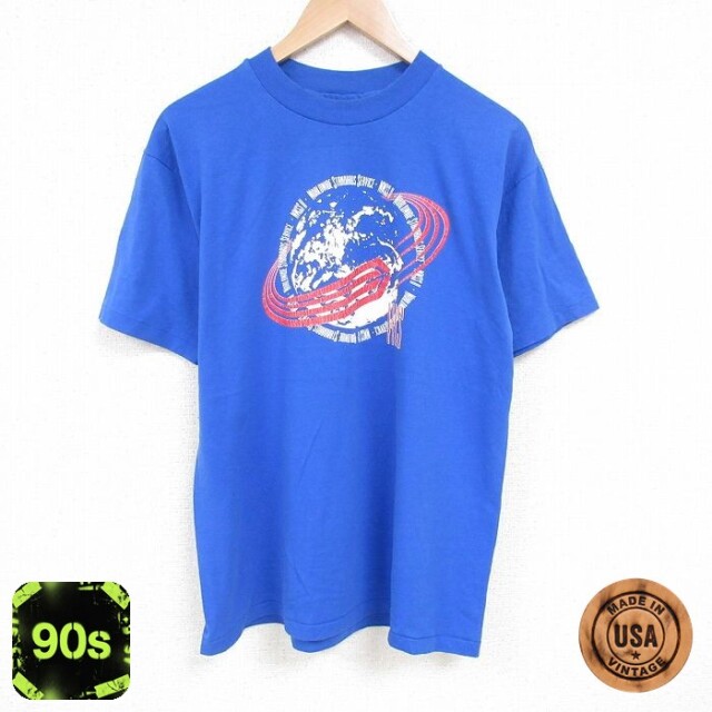 【50%OFF】ヘインズ 90s 半袖Tシャツ 地球 ブルー XL | 古着