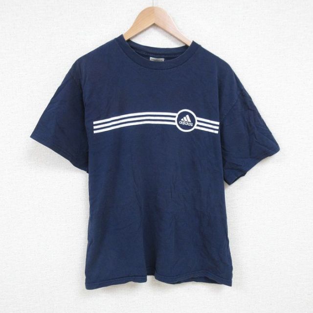 アディダス 00s 半袖Tシャツ ワンポイントロゴ ネイビー L | 古着