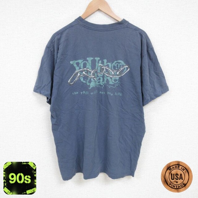 【50%OFF】90s 半袖Tシャツ 鎖 ネイビー XL | 古着