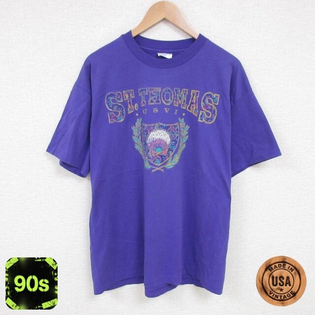 【50%OFF】ヘインズ 90s 半袖Tシャツ セントトーマス パープル XL | 古着