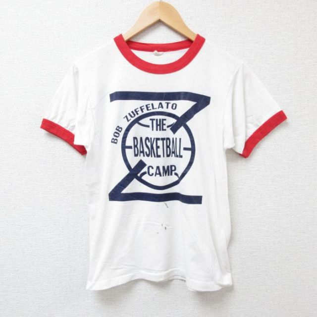 【50%OFF】S★古着 スクリーンスターズ 半袖 ビンテージ Tシャツ メンズ 80年代 80s バスケットボール コンバース クルーネック USA製 白 ホワイト リンガー 25jun25 中古