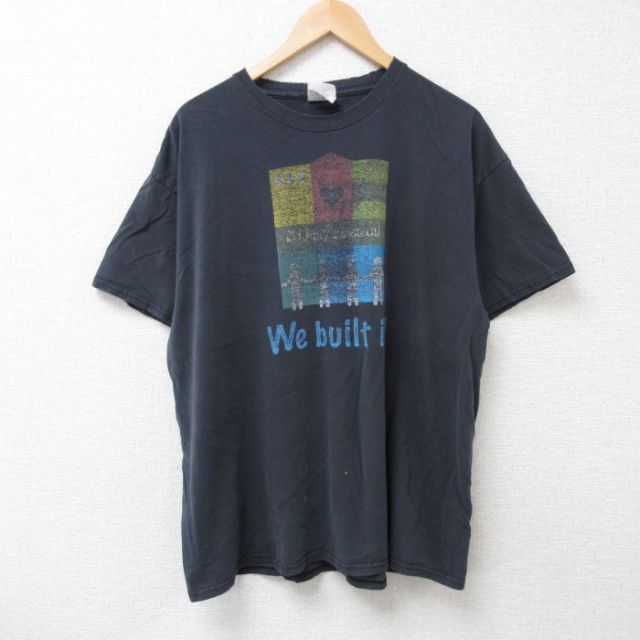 XL★古着 半袖 Tシャツ メンズ We 大きいサイズ コットン クルーネック 黒 ブラック 25jun25 中古