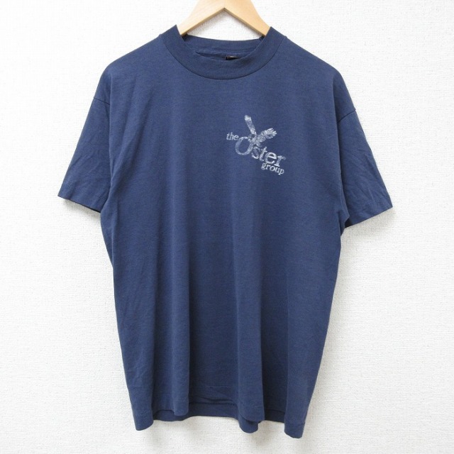 L★古着 フルーツオブザルーム 半袖 ビンテージ Tシャツ メンズ 90年代 90s 鳥 クルーネック USA製 紺 ネイビー 25jul05 中古