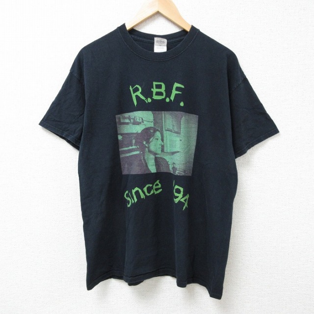 L★古着 半袖 ビンテージ Tシャツ メンズ 00年代 00s R.B.F. コットン クルーネック 黒 ブラック 25jul05 中古