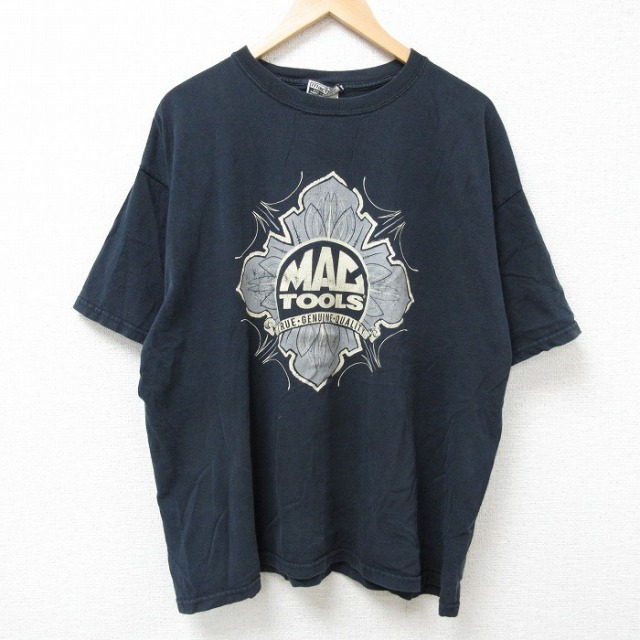 XL★古着 半袖 ビンテージ Tシャツ メンズ 00年代 00s MAC TOOLS 大きいサイズ コットン クルーネック 黒 ブラック 25jul05 中古