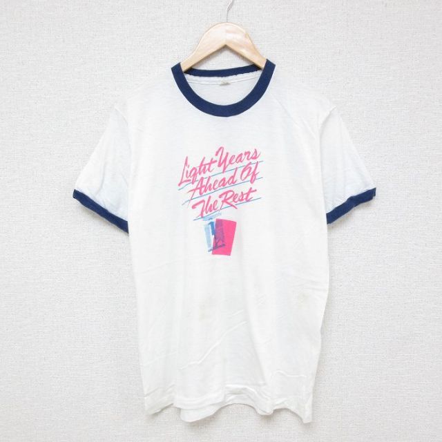 【50%OFF】L★古着 スクリーンスターズ 半袖 ビンテージ Tシャツ メンズ 80年代 80s 灯台クルーネック 白 ホワイト リンガー 【spe】 25jun26 中古