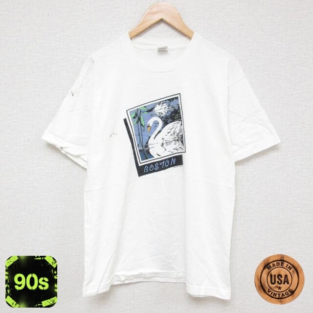 【50%OFF】フルーツオブザルーム 90s 半袖Tシャツ 白鳥 ホワイト L | 古着