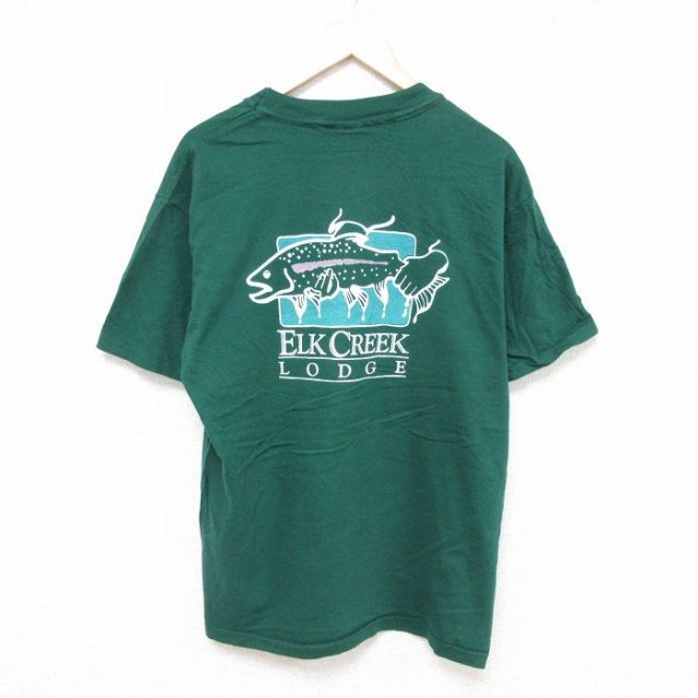 ヘインズ 00s 半袖Tシャツ 魚 グリーン L | 古着