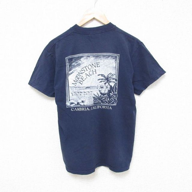 M★古着リー Lee 半袖 ビンテージ Tシャツ メンズ 90年代 90s カリフォルニア コットン クルーネック USA製 紺 ネイビー 25jun26 中古