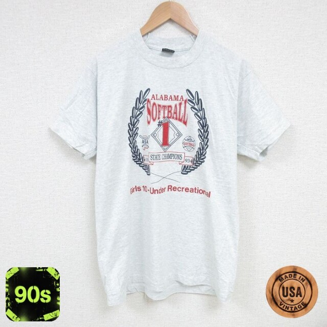 【50%OFF】フルーツオブザルーム 90s 半袖Tシャツ ソフトボール グレー L | 古着