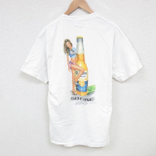L★古着 半袖 ビンテージ Tシャツ メンズ 00年代 00s コロナビール コットン クルーネック 白 ホワイト 25jun30 中古