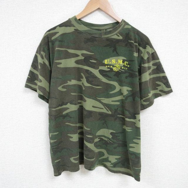 90s 半袖Tシャツ USMC ウッドランドカモ グリーン XL | 古着
