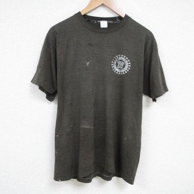 L★古着 半袖 ビンテージ Tシャツ メンズ 80年代 80s LOCAL ボロ クルーネック 黒 ブラック 25jun30 中古