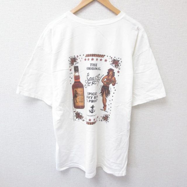 【50%OFF】XL★古着 半袖 ビンテージ Tシャツ メンズ 00年代 00s フラガール 大きいサイズ コットン クルーネック 白 ホワイト 25jun30 中古