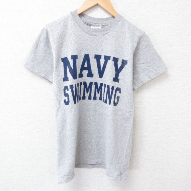 S★古着 半袖 ビンテージ Tシャツ メンズ 90年代 90s ミリタリー ネイビー NAVY クルーネック USA製 グレー 霜降り 【spe】 25jun30 中古