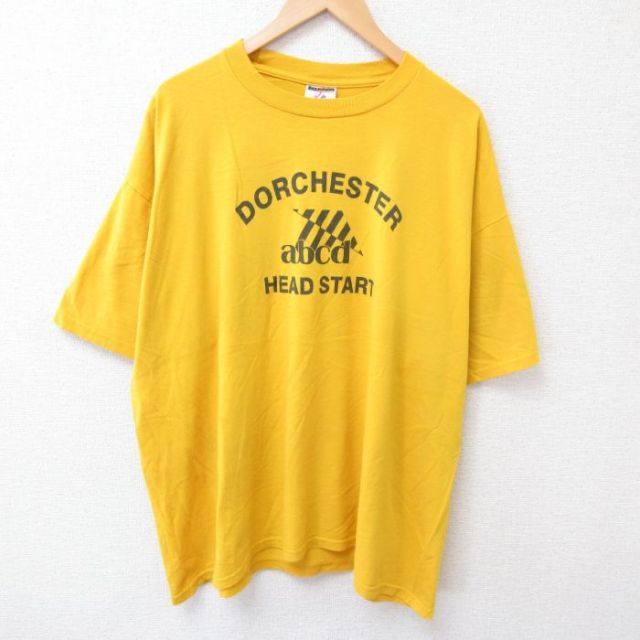 XL★古着 ジャージーズ 半袖 ビンテージ Tシャツ メンズ 00年代 00s abcd 大きいサイズ クルーネック 黄 イエロー 25jun30 中古