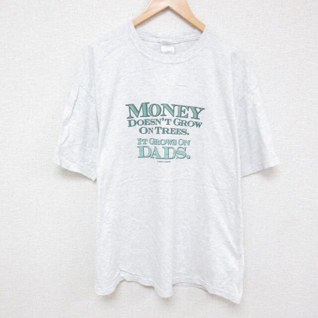 XL★古着 半袖 ビンテージ Tシャツ メンズ 00年代 00s メッセージ クルーネック 薄グレー 霜降り 25jul01 中古