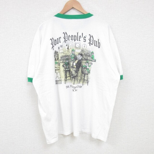 XL★古着 半袖 ビンテージ Tシャツ メンズ 00年代 00s パブ 大きいサイズ クルーネック USA製 白 ホワイト 25jul01 中古