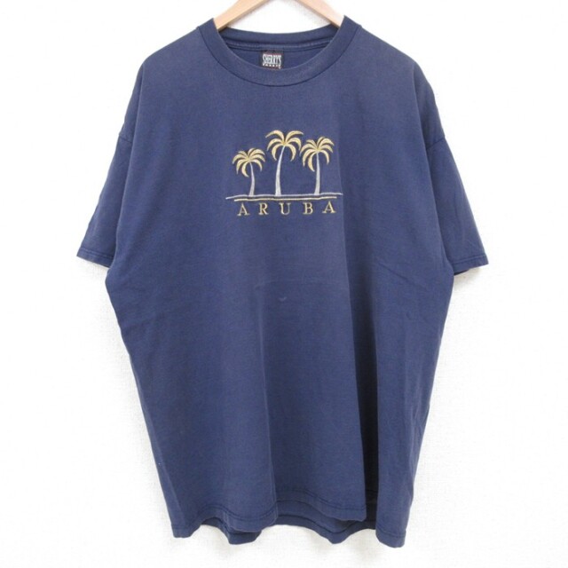 90s 半袖Tシャツ ARUBA刺繍 ネイビー XL | 古着