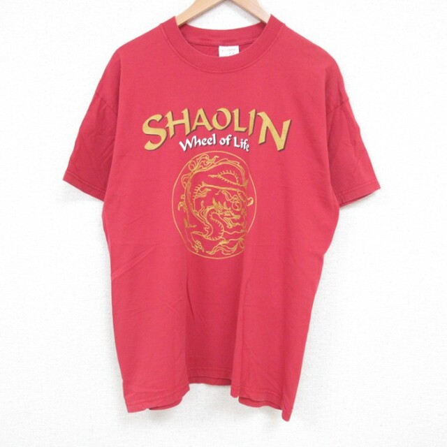 【50%OFF】L★古着 スクリーンスターズ 半袖 ビンテージ Tシャツ メンズ 00年代 00s ドラゴン コットン クルーネック 赤 レッド 25jul01 中古