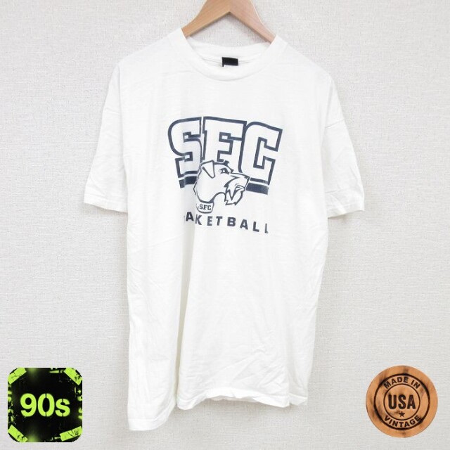 【50%OFF】アシックス 90s 半袖Tシャツ バスケットボール ホワイト XL | 古着