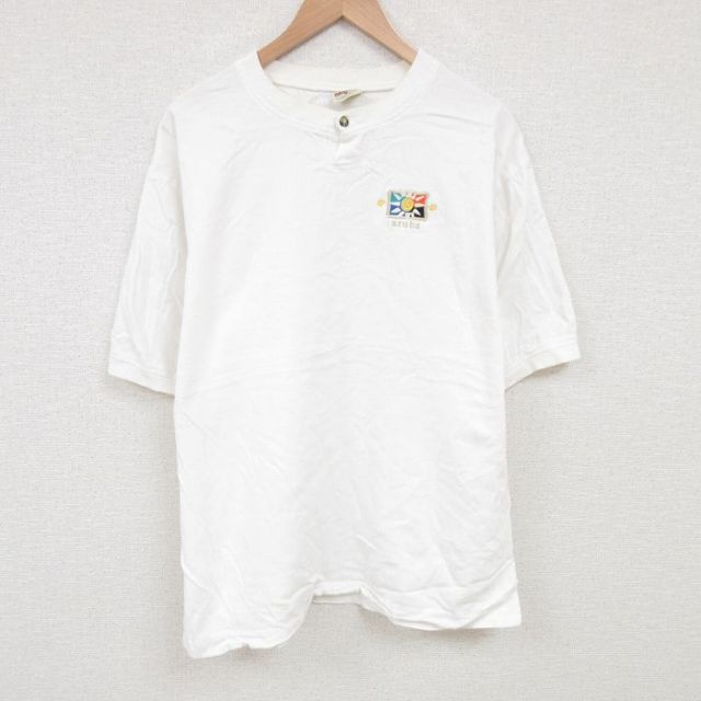 aruba 90s 半袖Tシャツ ヘンリーネック ホワイト XL | 古着