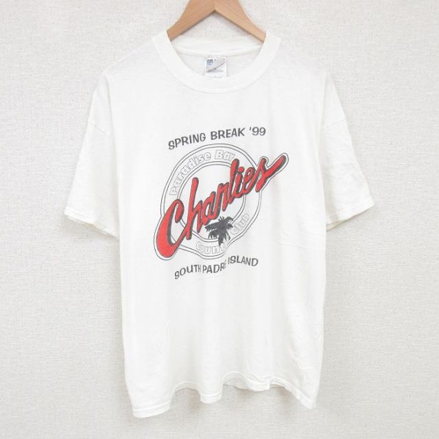 XL★古着 半袖 ビンテージ Tシャツ メンズ 90年代 90s ヤシの木 大きいサイズ コットン クルーネック 白 ホワイト 25jul02 中古