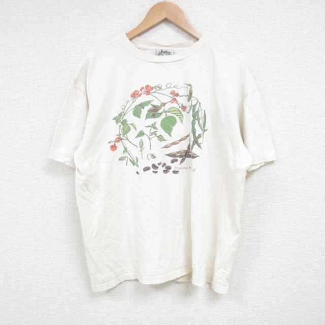 XL★古着 半袖 ビンテージ Tシャツ メンズ 00年代 00s 種 コットン クルーネック 生成り 25jul04 中古