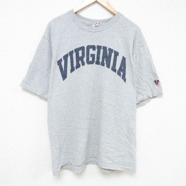 XL★古着 半袖 ビンテージ Tシャツ メンズ 00年代 00s バージニア 大きいサイズ クルーネック グレー 霜降り 25jul07 中古