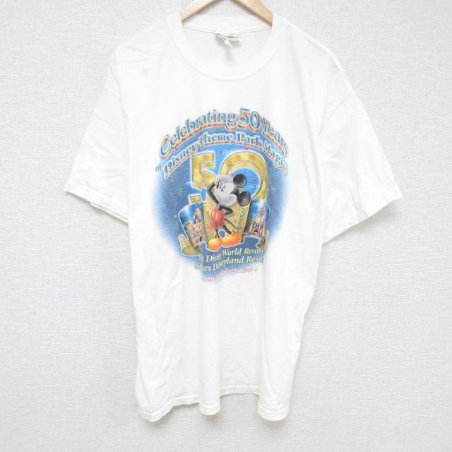 【20%OFF】XL★古着 半袖 ビンテージ Tシャツ メンズ 00年代 00s ディズニー DISNEY ミッキー MICKEY MOUSE 大きいサイズ クルーネック 白 ホワイト 25jul07 中古